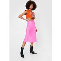 Womens Satin High Waisted Bias Cut Midi Skirt - Pink - 6, Pink | NastyGal (UK, IE)