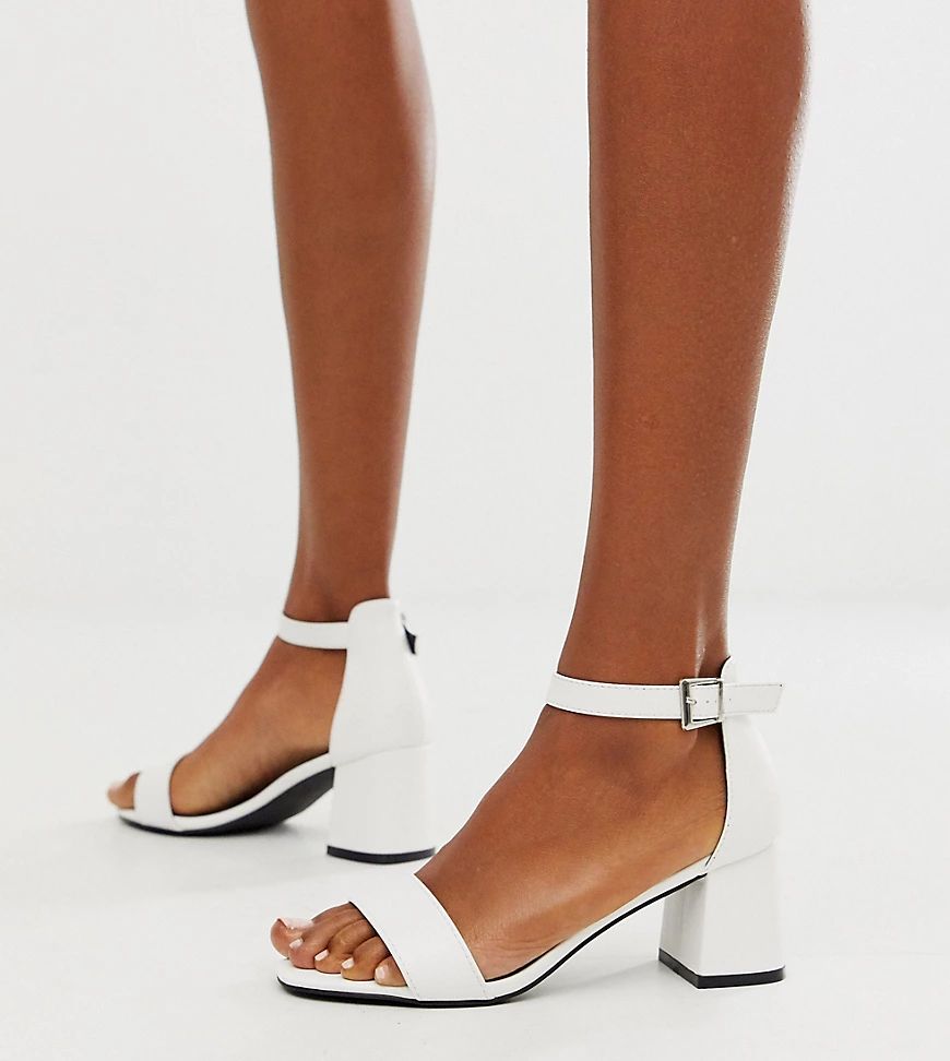 Glamorous Wide Fit white block heeled sandals | ASOS (Global)