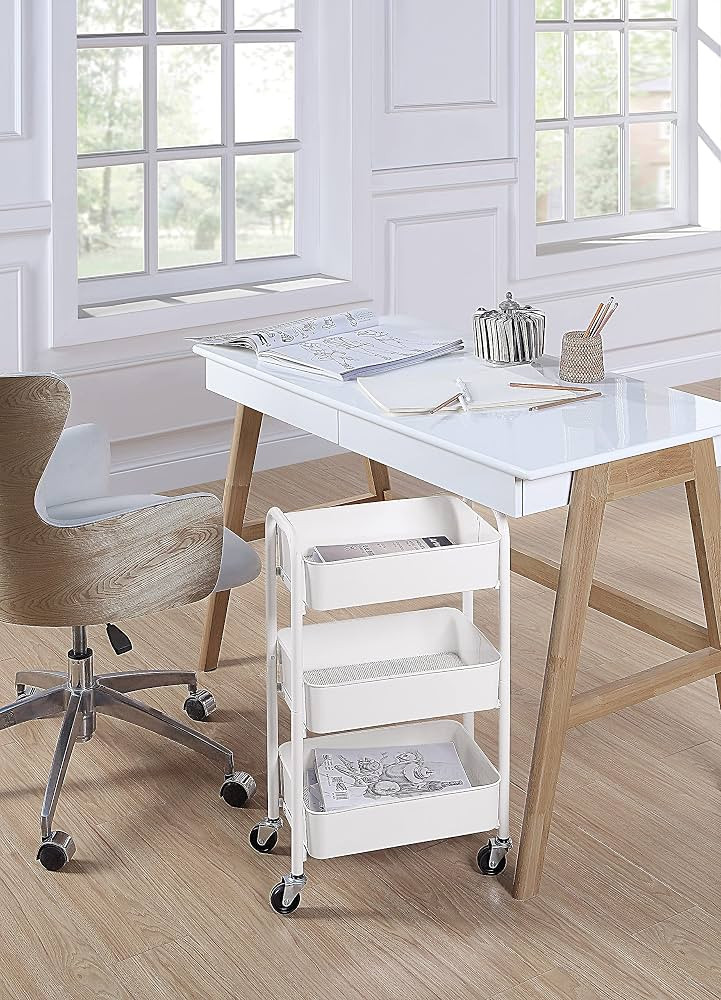 SunnyPoint 3-Tier Delicate Compact Rolling Metal Storage Organizer - Mobile Utility Cart Kitchen/... | Amazon (US)