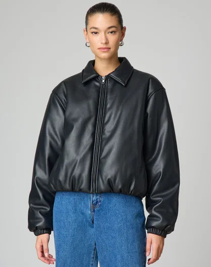 Oversized Faux Leather Bomber Jacket | Glassons (Australia)