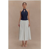 Ashwin Denim Cotton Midi Dress / Indigo Blue | MESHKI | M | MESHKI US