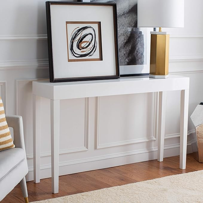 Safavieh Home Collection Mid-Century Scandinavian Kayson White Console Table | Amazon (US)