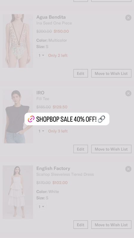Shopbop is doing 40% off right now! 

#LTKSaleAlert #LTKStyleTip #LTKSeasonal