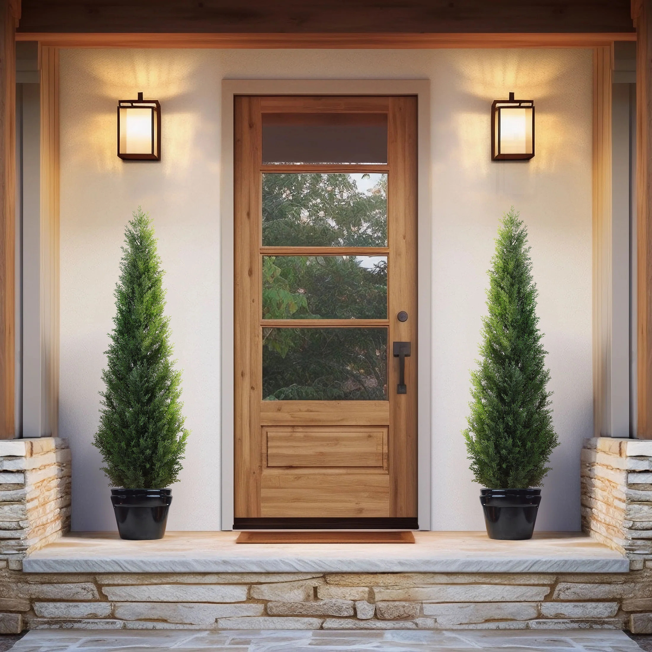 Adcock Faux Cedar in Pot, Fake UV Rated Potted Tree, Faux Green Plant, Fake Tree for Home Décor | Wayfair North America