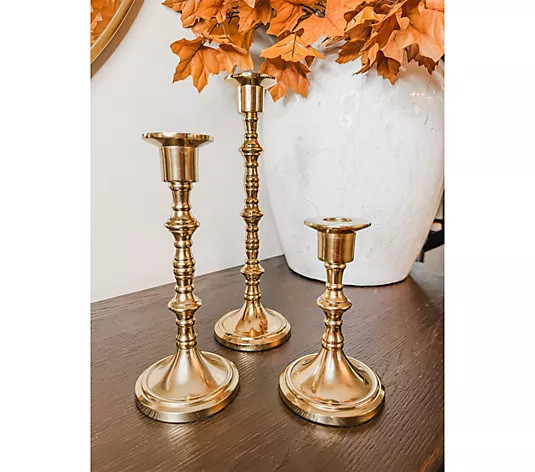 Simply Stunning Set of 3 Hearthside Taper Candle Holders | QVC