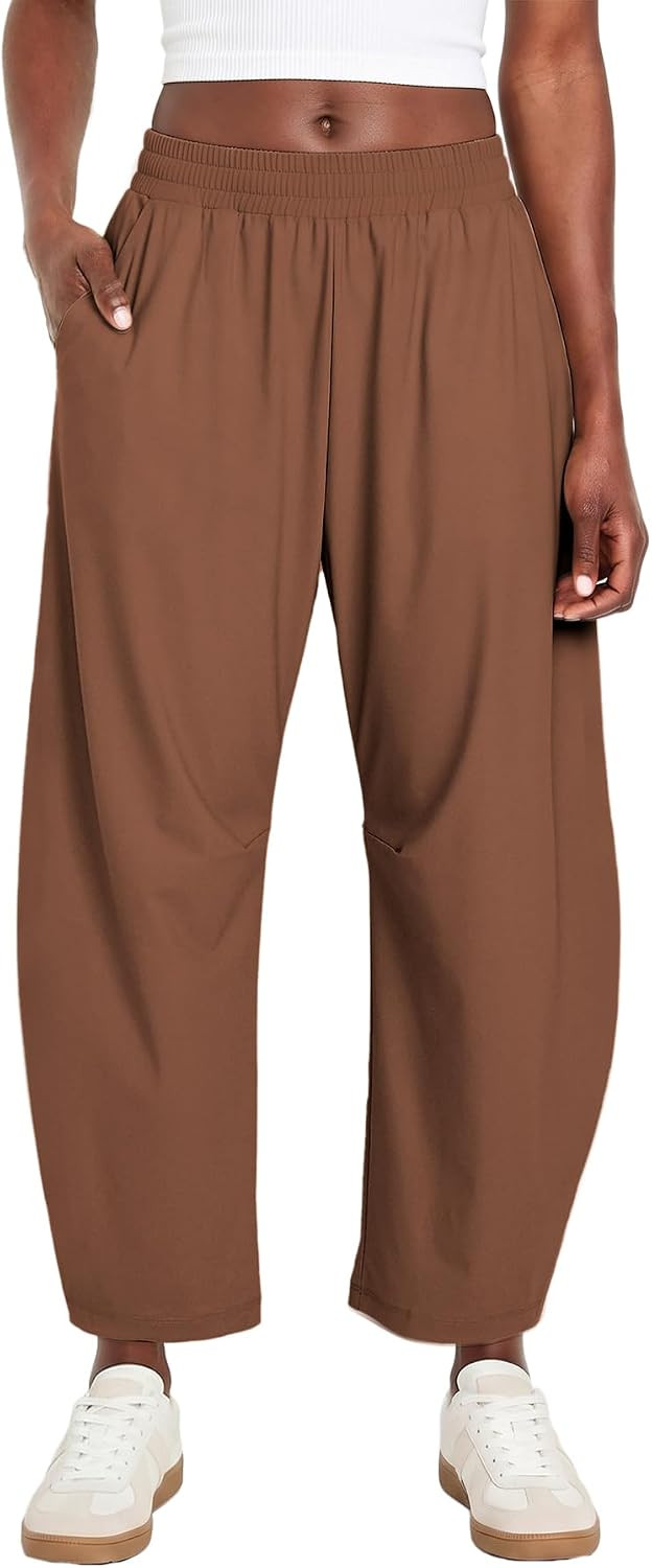Barrel Pants Women Baggy Wide Leg Elastic Waisted Sweatpants Athletic Clothes Lounge Palazzo Trousers with Pockets | Amazon (US)