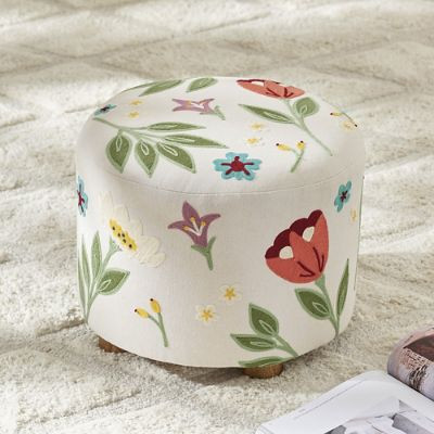 Gianna Embroidered Ottoman | Grandin Road | Grandin Road