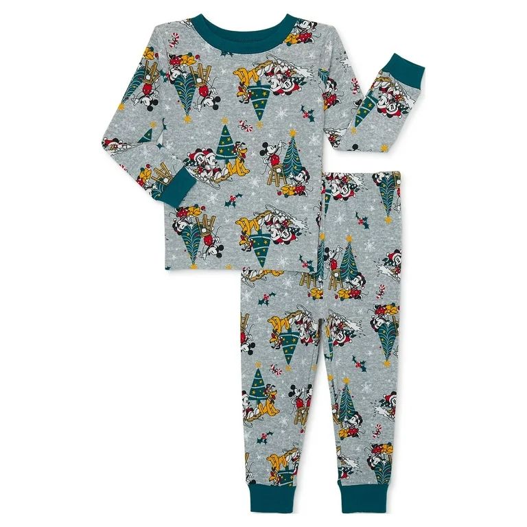 Mickey Mouse Christmas Holiday Toddler Boy and Girl Unisex Cotton Pajama Set, 2-Piece, Sizes 12M-... | Walmart (US)