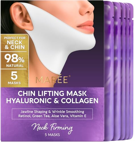 MAREE V Line Lifting Mask with Hyaluronic Acid – Deep Collagen Face Mask for Women – Jawline Shaper Facial Masks with Retinol – Tightening & Firming Neck Lift Tape – Double Chin Strap for Face Lift | Amazon (US)