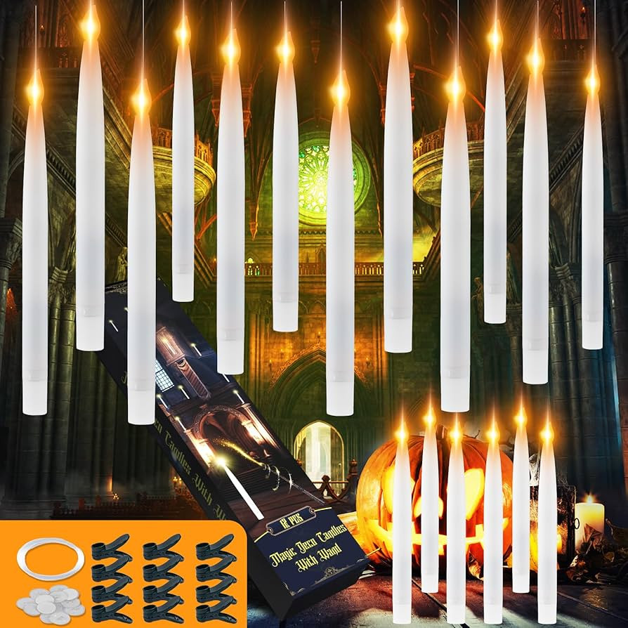Halloween Decorations, 12 Pcs 8-inch Floating Candles with Wand Remote, Flickering Warm Light Bat... | Amazon (US)
