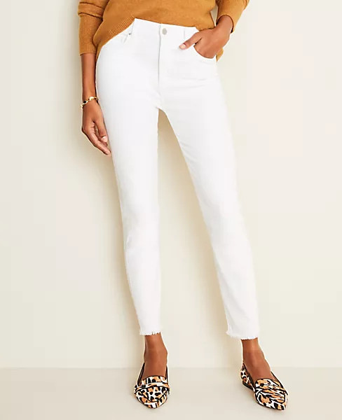 Petite High Waist Frayed Hem Skinny Jeans | Ann Taylor | Ann Taylor (US)