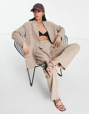 Topshop Petite mansy suit set in taupe | ASOS | ASOS (Global)