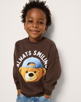 F&F Boys Cotton Rich Always Smiling Sweatshirt in Brown | Tesco F&F