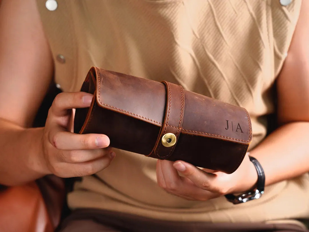 Personalized Leather Watch Roll – 3 Slot Travel Watch Case, Genuine Leather Watch Organizer Wit... | Etsy (US)
