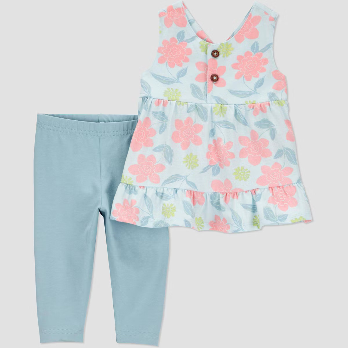 Carter's Just One You®️ Baby Girls' Floral Tank Top & Pants Set - Green | Target