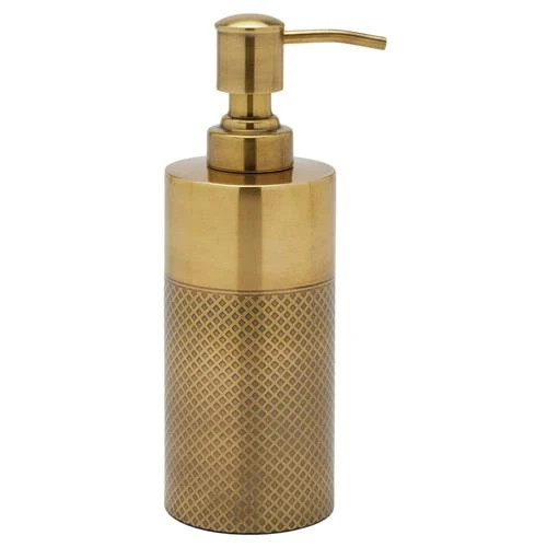 Pigeon and Poodle Hagen Modern Antique Brass Stainless Steel Soap Pump | Kathy Kuo Home