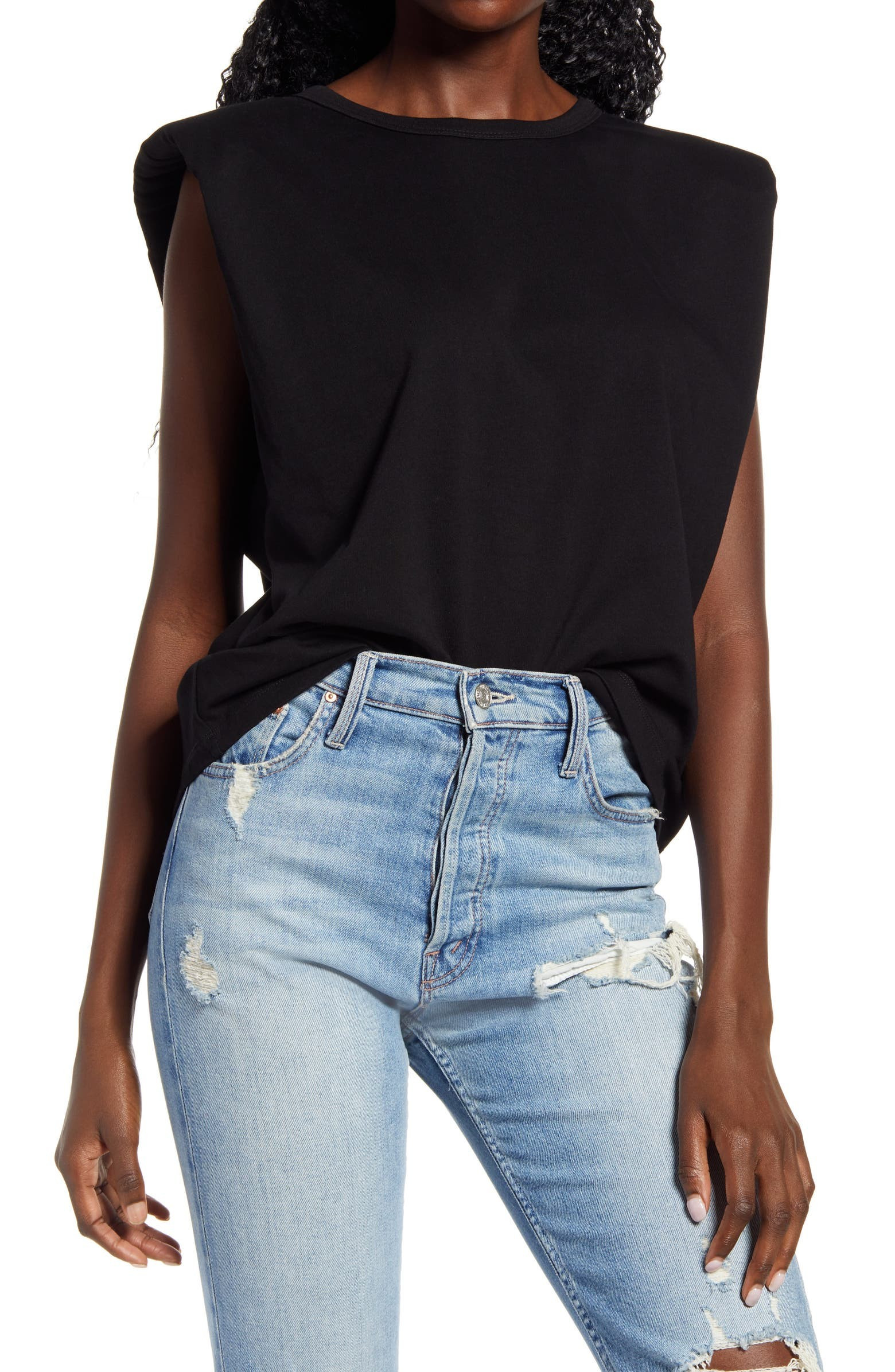 Padded Shoulder T-Shirt | Nordstrom
