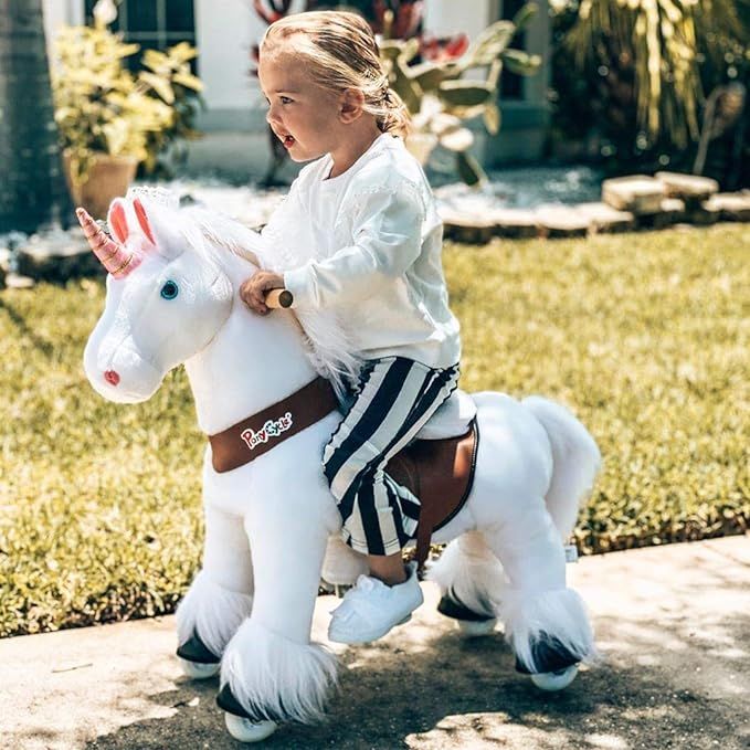 PonyCycle Official Classic U Series Ride on White Horse Unicorn Toy Plush Walking Animal U3 for A... | Amazon (US)