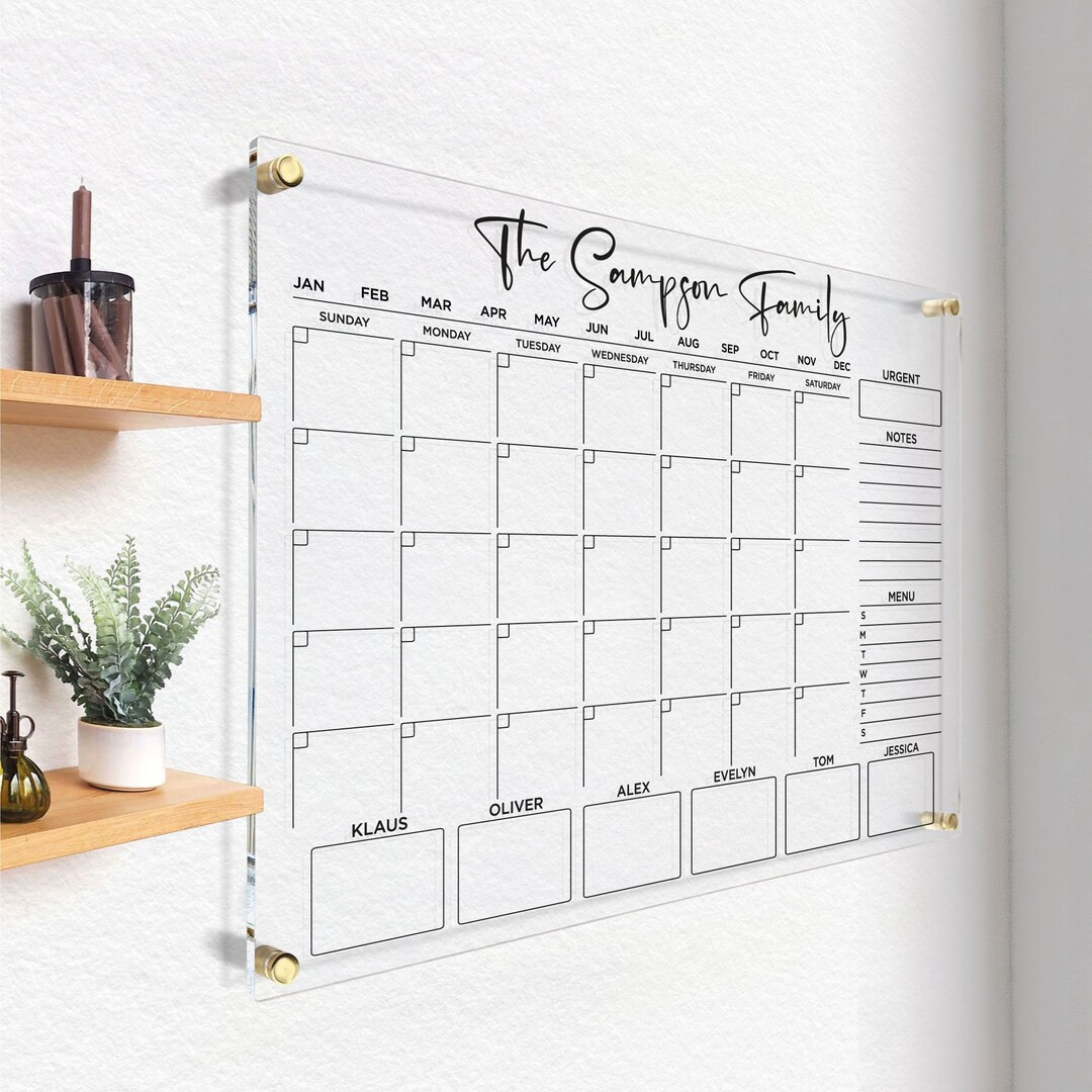 Dry Erase Acrylic Calendar  Monthly & Weekly Planner for Wall - Etsy | Etsy (US)