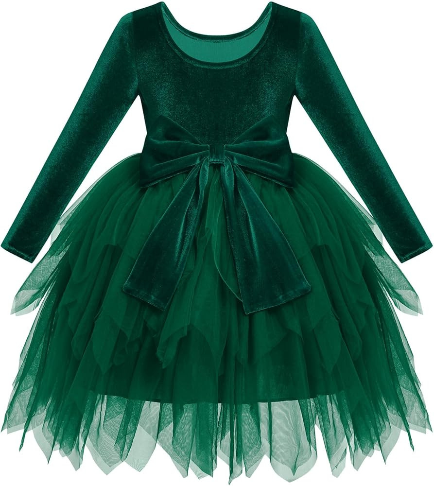 IDOPIP Toddler Baby Girls Velvet Tutu Dress Bowknot Ruffle Tulle Princess Christmas Birthday Part... | Amazon (US)