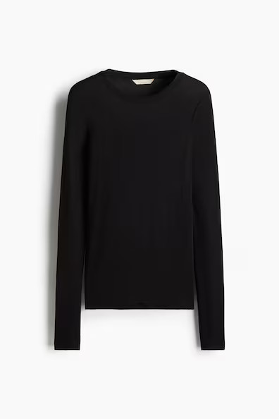 H & M - Pima cotton jersey top - Black | H&M (UK, MY, IN, SG, PH, TW, HK)