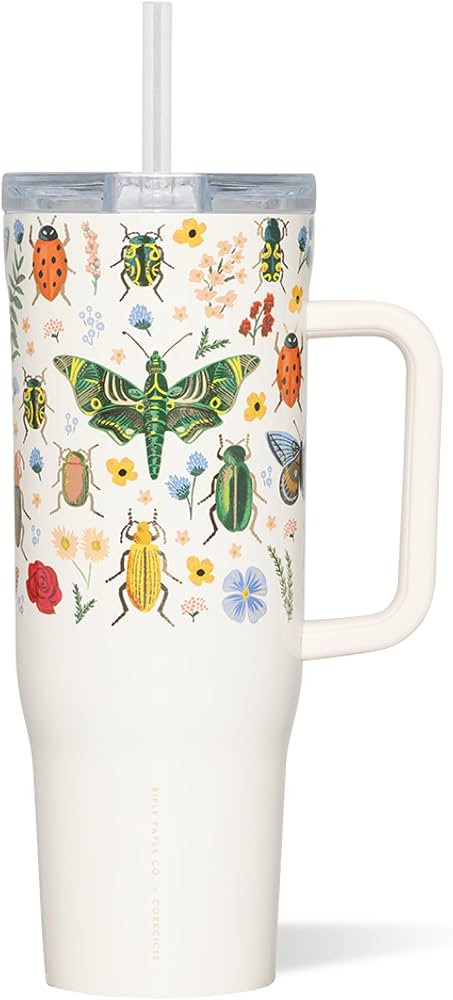 Corkcicle x Rifle Paper Co. Cruiser Insulated Tumbler with Handle & Straw - Keeps Drinks Cold 20 ... | Amazon (US)