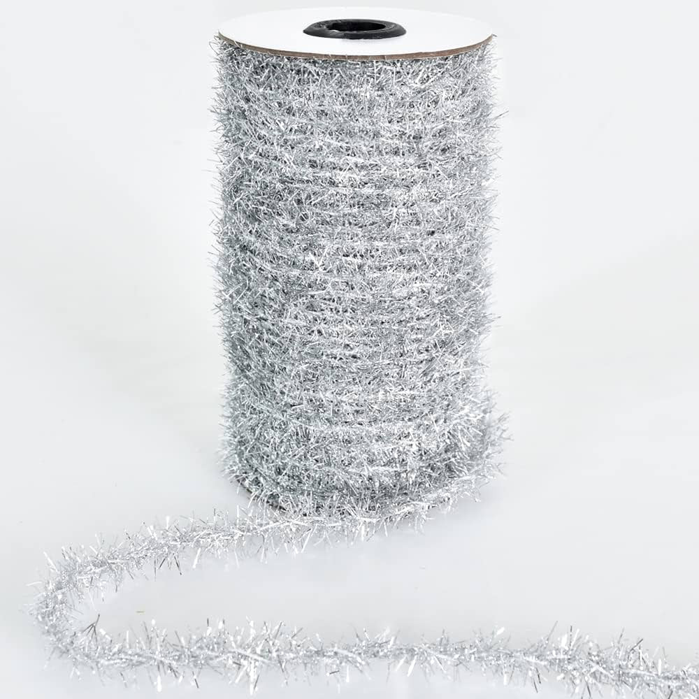 180 Feet Silver Thin Tinsel Garland Ribbon Glitter Thin Metallic Tinsel Garland Tinsel Wire Chris... | Amazon (US)