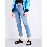 Jamie distressed classic-fit high-rise jeans | Selfridges