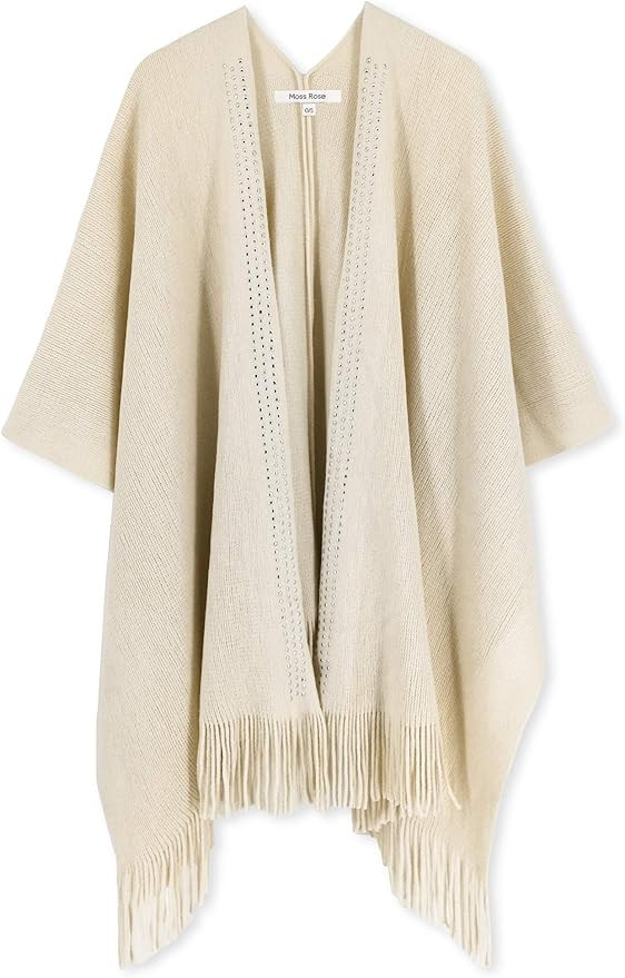 Moss Rose Women's Travel Plaid Shawl Wrap Open Front Poncho Cape for Fall Winter | Amazon (US)