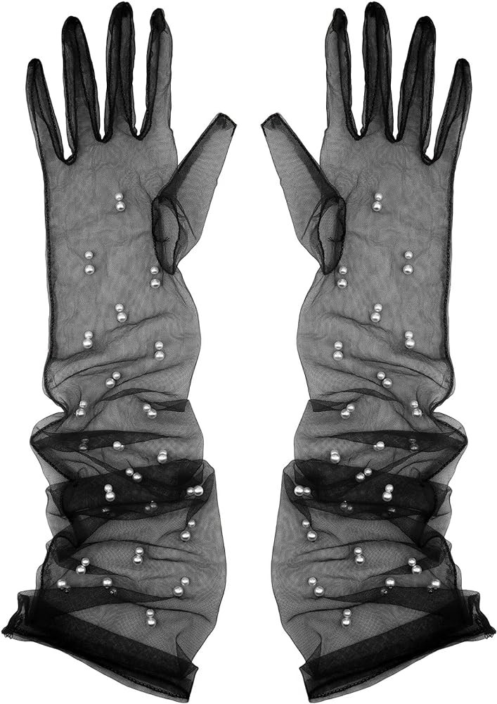 Aniler Women's 21'' Tulle Long Wedding Bridal Elbow Length Sheer Opera Party Gloves | Amazon (US)