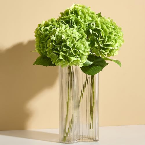 Real Touch Green Hydrangea Artificial Flowers (4-Pack) -20" Faux Hydrangea Flowers with Long Stem & Leaves Realistic Fake Hydrangeas for Home Decor Floral Arrangements Wedding Bouquets Centerpieces | Amazon (US)