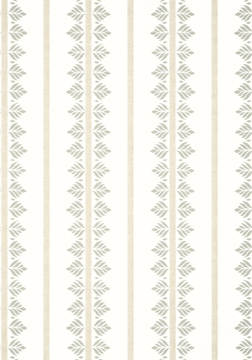 Anna French Fern Stripe Beige Wallpaper | DecoratorsBest