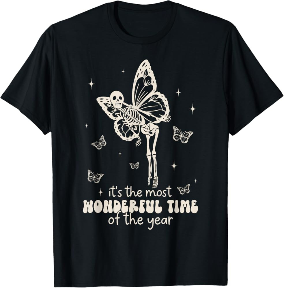 Its Most Wonderful Time Fairycore Skeleton Halloween Spooky T-Shirt | Amazon (US)