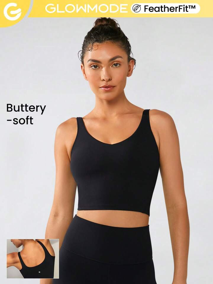 GLOWMODE FeatherFit™ U Back Cropped Active Tank Top Low Impact Yoga Daily | SHEIN EUR | SHEIN