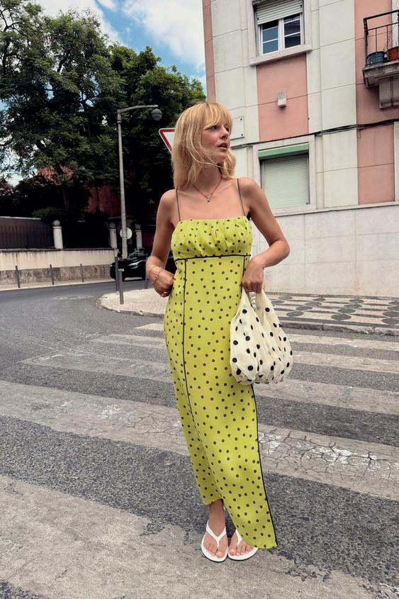 Zara - Polka Dot Midi Dress - Multicoloured - M - Woman | Zara UK