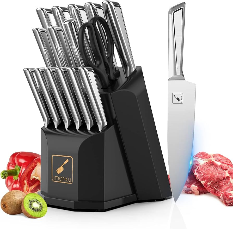 imarku Knife Set, Knife Sets for Kitchen with Block 16 PCS High Carbon Stainless Steel Kitchen Kn... | Amazon (US)