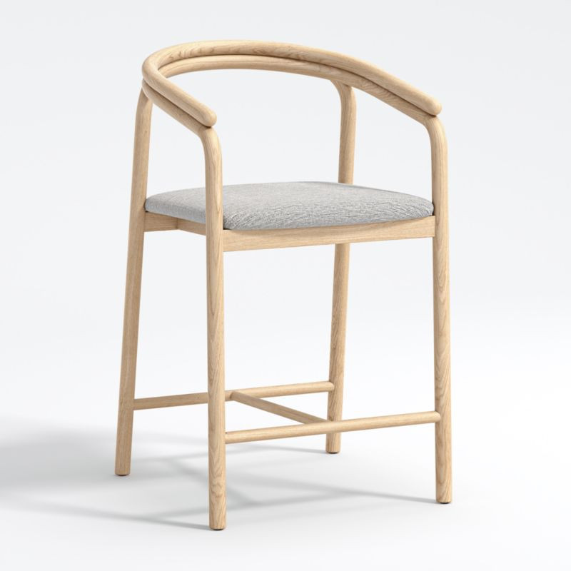 Redonda Wood Upholstered Counter Stool | Crate and Barrel | Crate & Barrel