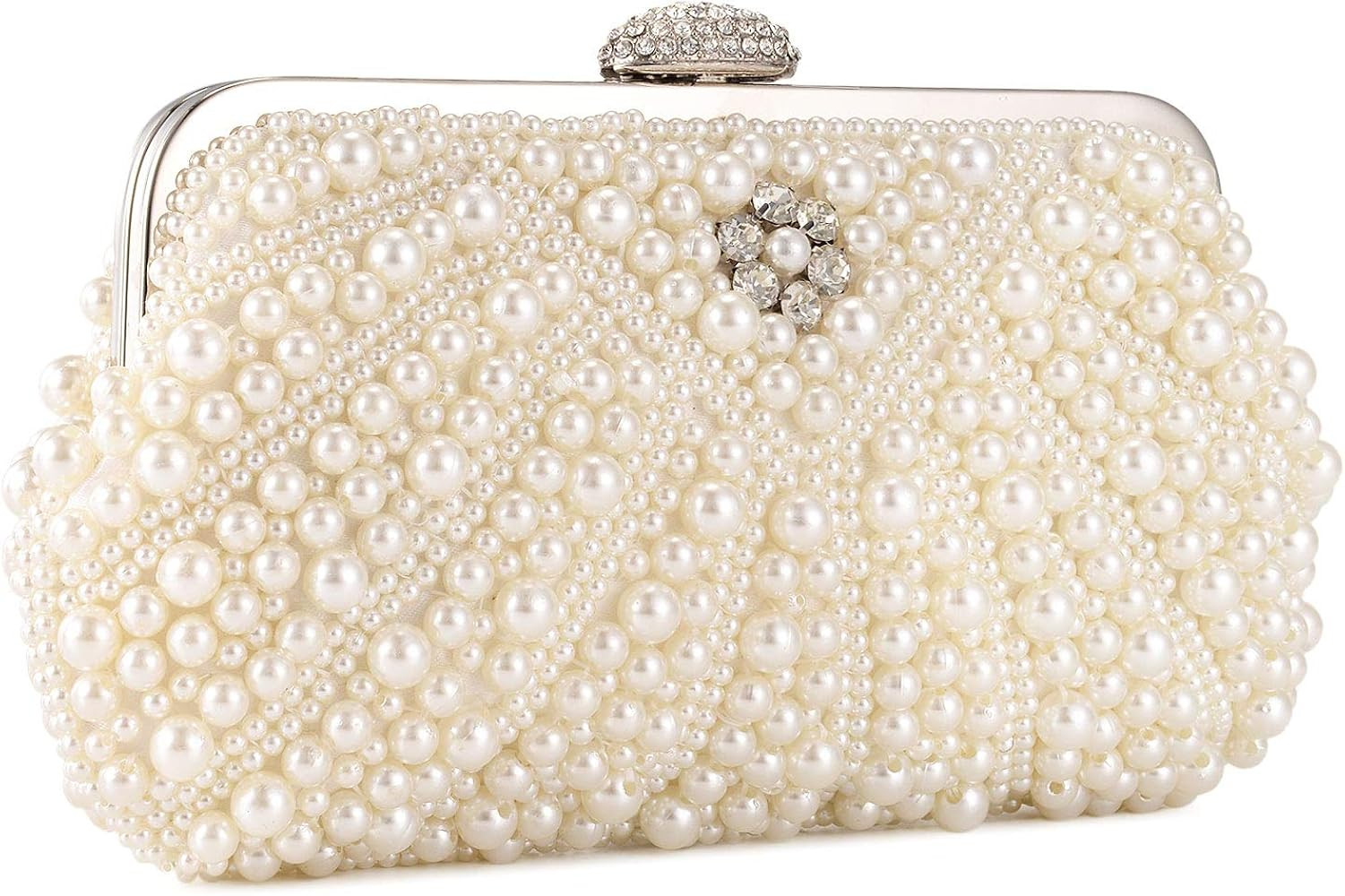 UBORSE Women Pearl Clutch Bag Noble Crystal Beaded Evening Bag Wedding Clutch with Pearl Chain | Amazon (US)
