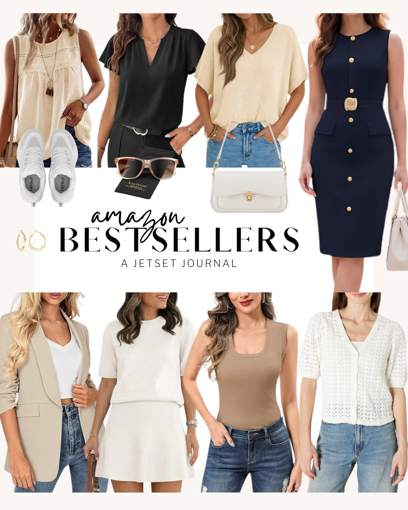 Check out these awesome finds in this collection of this week’s Amazon Bestsellers. This GRACE KARIN sleeveless dress is eye-catching and perfect for meetings or business trips. You can also wear an EVALESS business casual top and pair it with your dress pants. You can also layer it with a PRETTYGARDEN ¾ sleeve blazer. Popular footwear this week includes HiBird sneakers and these ballet flats from DOEYG. They are selling fast lately! 

 #LTKSeasonal #LTKSaleAlert #LTKTravel