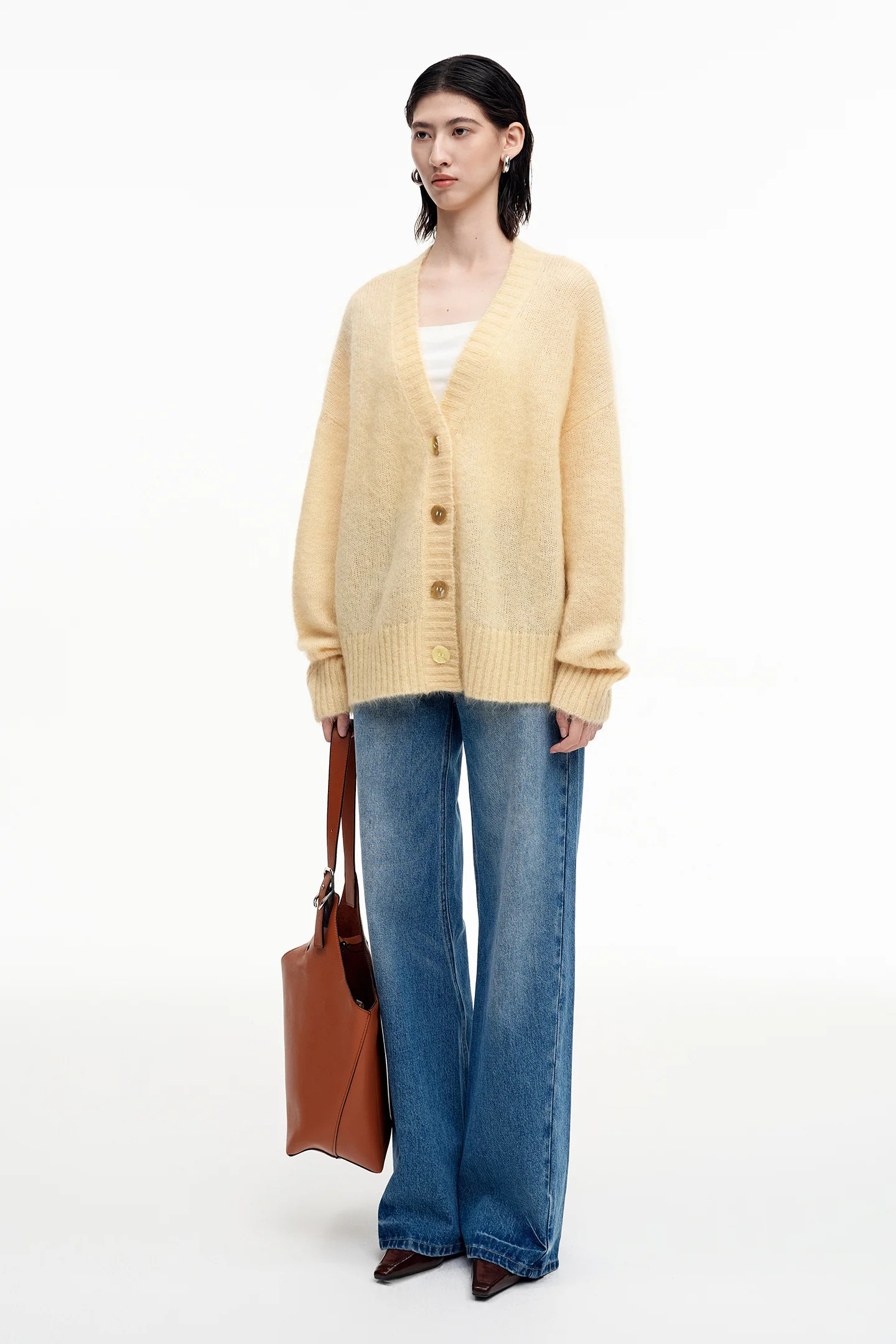 SELFWHO Mohair And Wool Blend V-neck Knitted Cardigan | SELFWHO