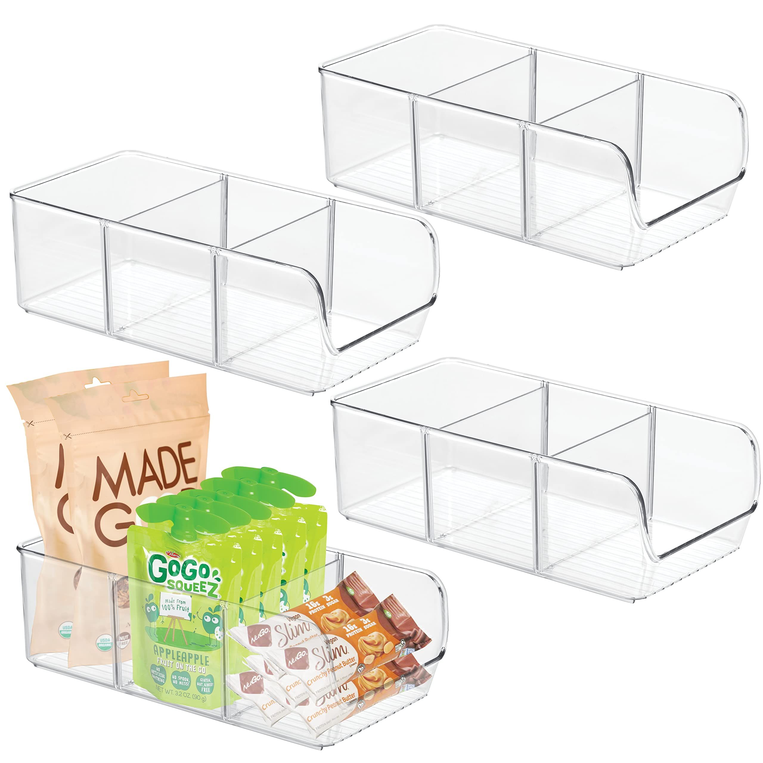 bHome - 4 Adjustable Snack Organizer Bins for Cabinet & Pantry Organization And Storage Plastic Stor | Amazon (US)