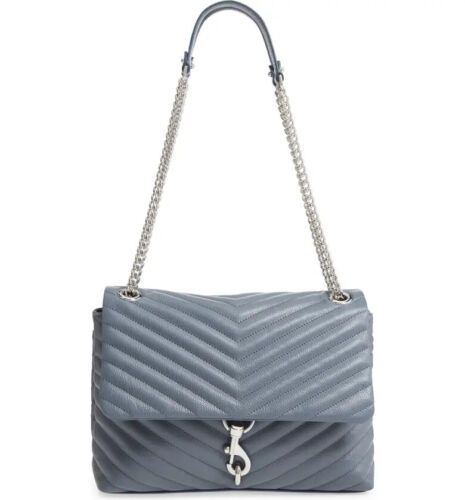NWT Rebecca Minkoff Edie Quilted Leather Med Shoulder Bag LUNA BLUE AUTHENTIC | eBay AU