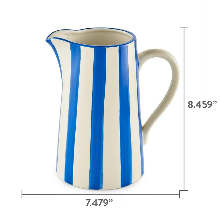 Mainstays by Becky G. & Alejandra 8.5" Blue Stripe Ceramic Pitcher Vase | Walmart (US)