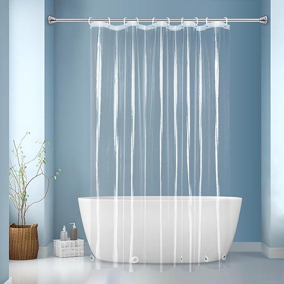 EurCross Small Extra Long Clear Shower Curtain Liner 60 inch Wide by 84 inches Length with 5 Magn... | Amazon (US)