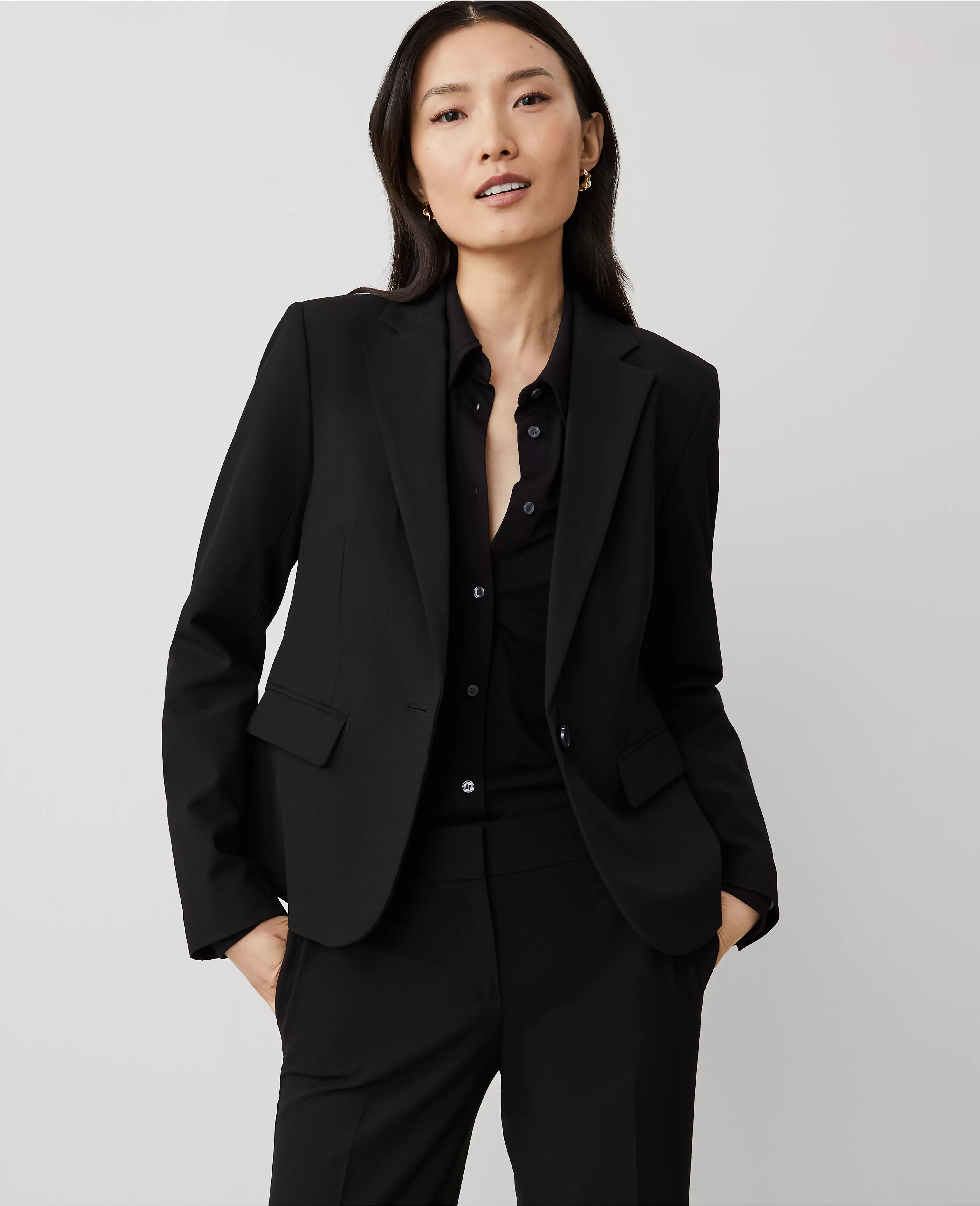 The Notched One Button Blazer in Seasonless Stretch | Ann Taylor