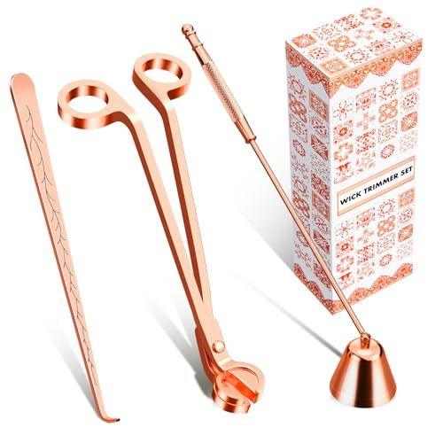 Calary 3 in 1 Candle Care Kit - Wick Trimmer, Snuffer & Dipper Set (Rose Gold) | Amazon (US)