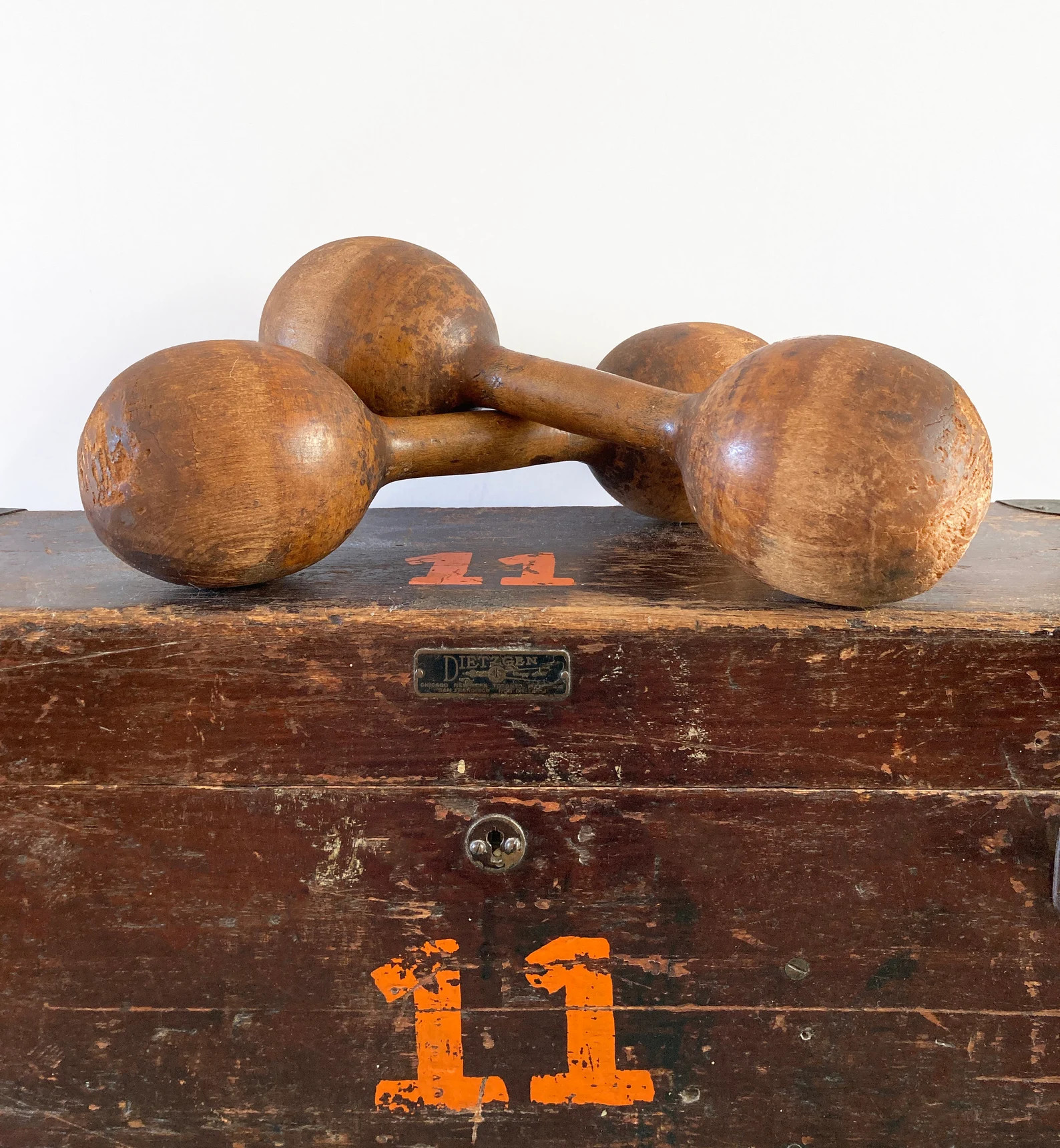 Pair of large antique wood dumbbells, exercise barbells with great patina, vintage hand weights, ... | Etsy (Global)