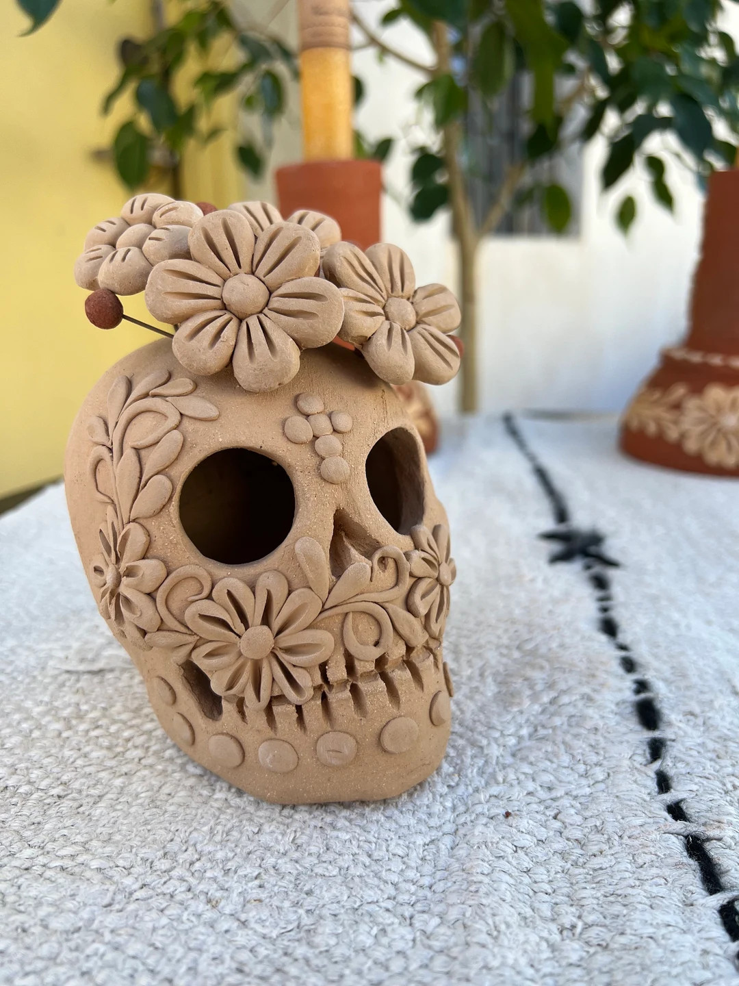 Day of the Dead Clay Skull Small - Etsy | Etsy (US)