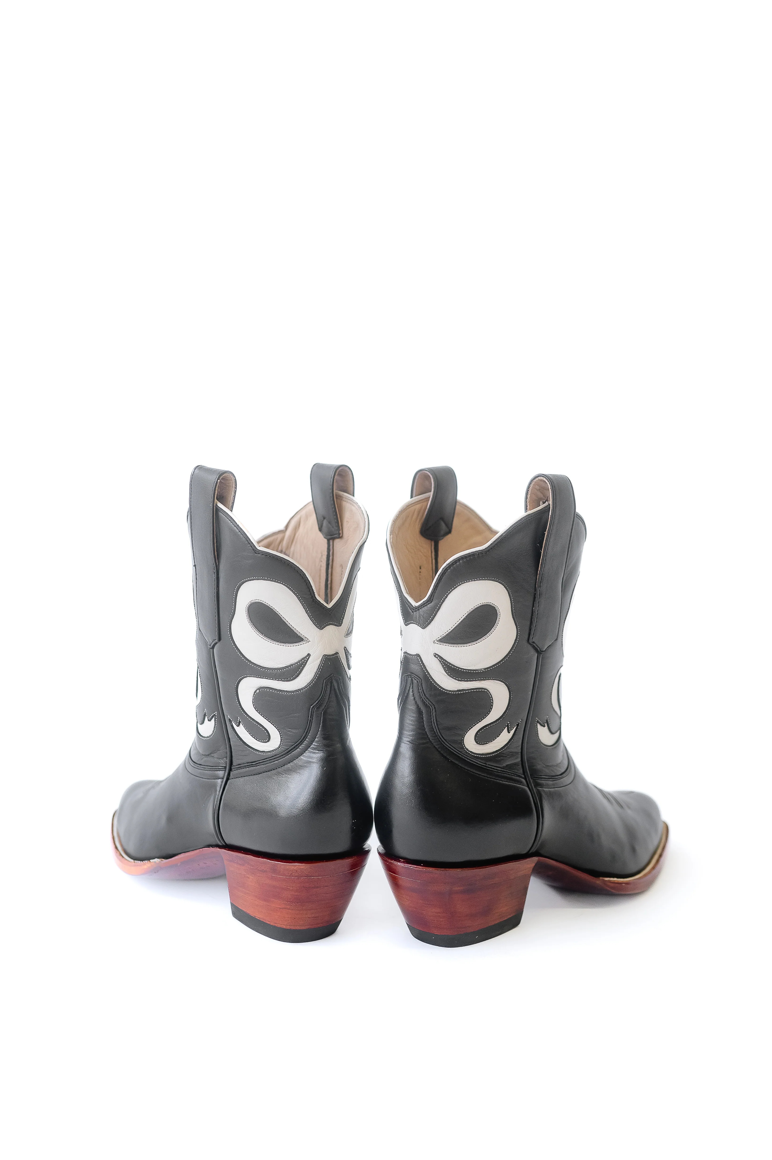 Claire Shorty Bow Boot in Black and Bone | Petite Paloma