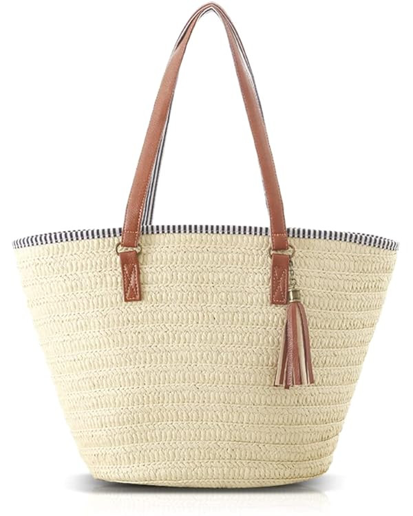 Pahajim Large Woven Bags for Women Straw Beach Tote Purse Hobo Tassels Handbags Summer Handwoven ... | Amazon (US)